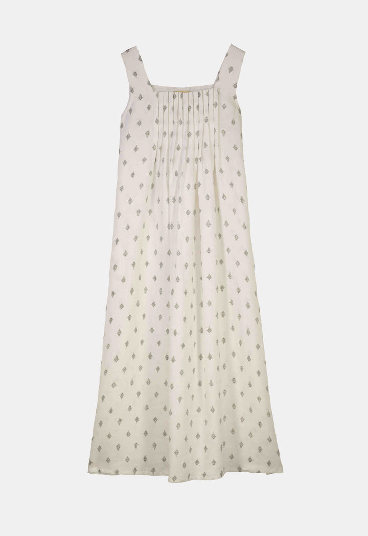 Choice Maxi Printed Sleeveless Dress-Ramadan Style Off White