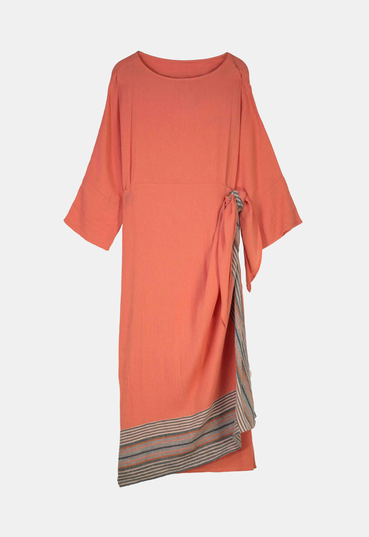 Choice Maxi Wrap Dress With Self Tie Detail-Ramadan Style Brick
