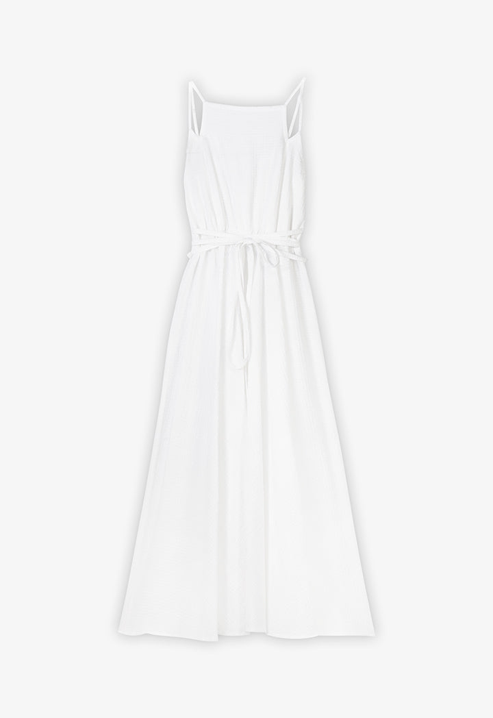 Choice Solid Sleeveless Dress Off White