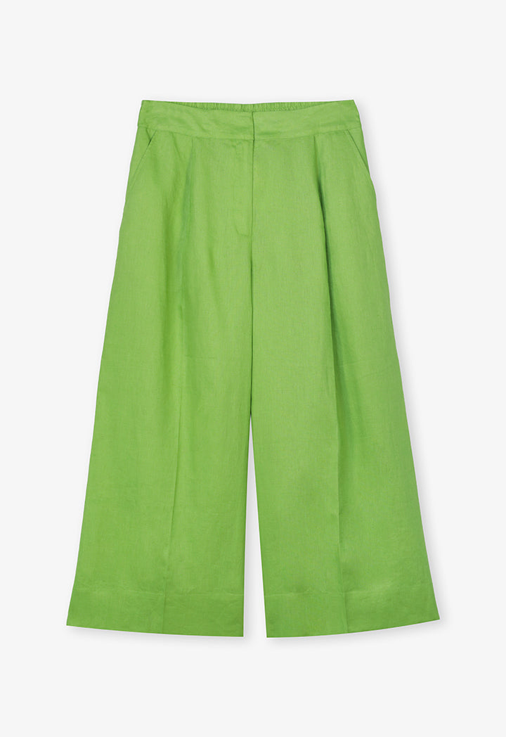 Choice Wide Leg Solid Trousers Green
