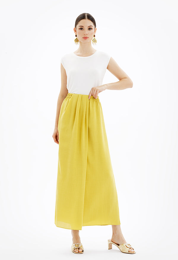 Choice Solid Maxi Skirt With Pocket Detail Ocra