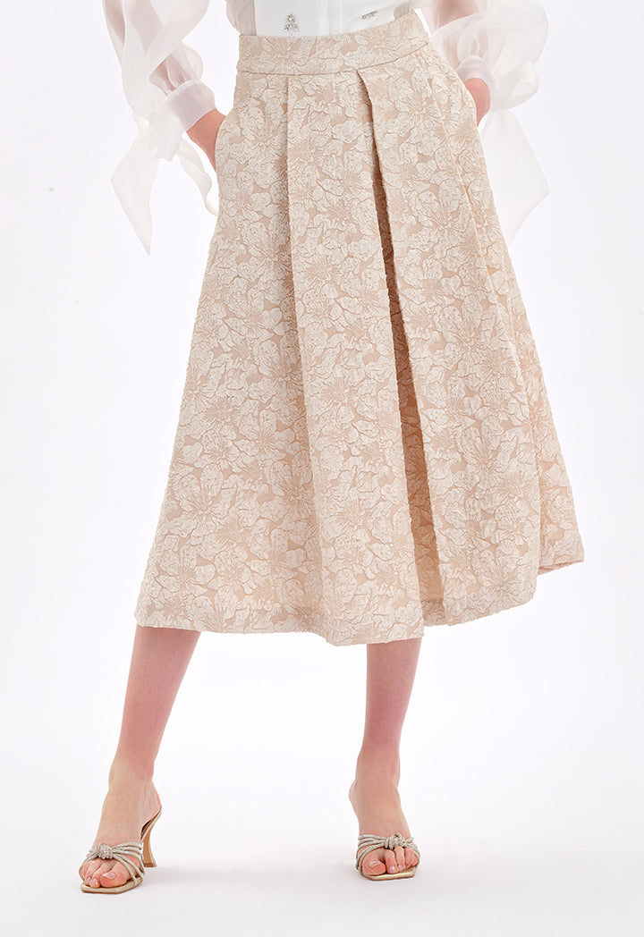 Choice Maxi Textured Jacquard Skirt Beige