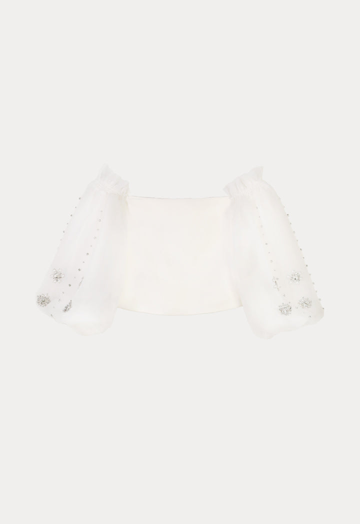 Choice Embellished Detail Blouse Off White