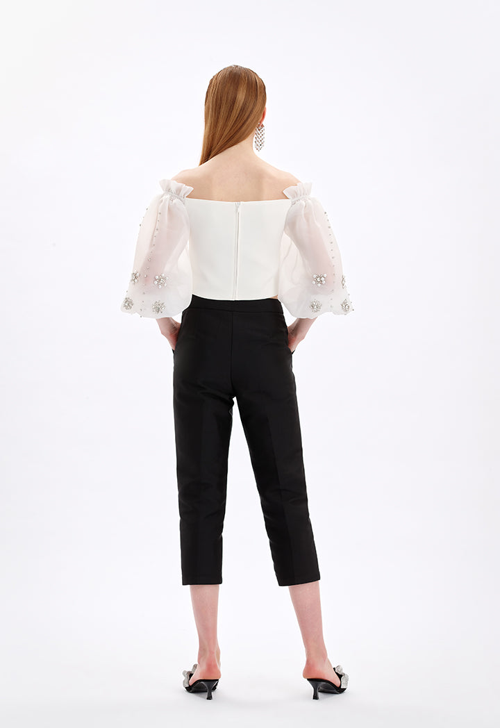 Choice Embellished Detail Blouse Off White