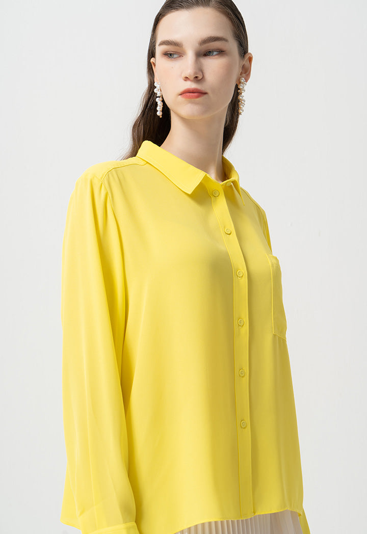Choice Single Tone Long Sleeves Shirt Yellow