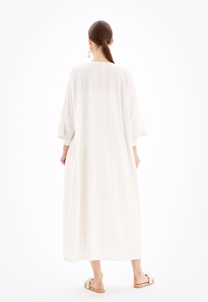 Choice Maxi Textured Open Front Kimono-Ramadan Style Off White