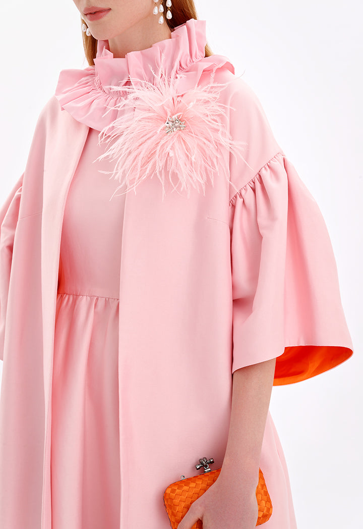 Choice Solid Maxi Open Front Abaya-Ramadan Look Light Pink