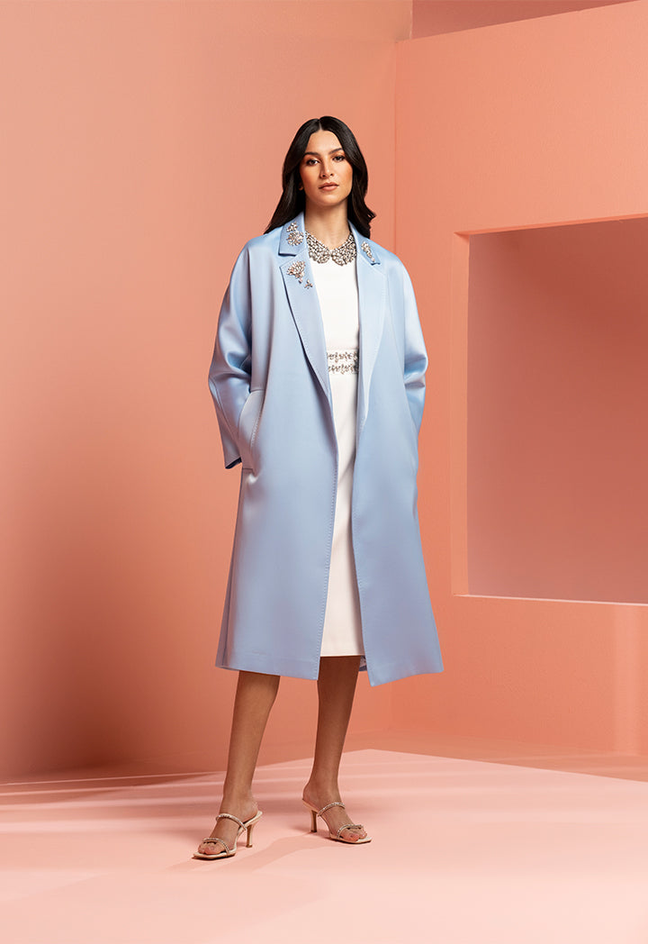Choice Solid Outerwear With Collar-Embellished Mint