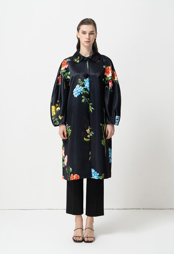 Choice Printed Floral Long Sleeves Jacket Black