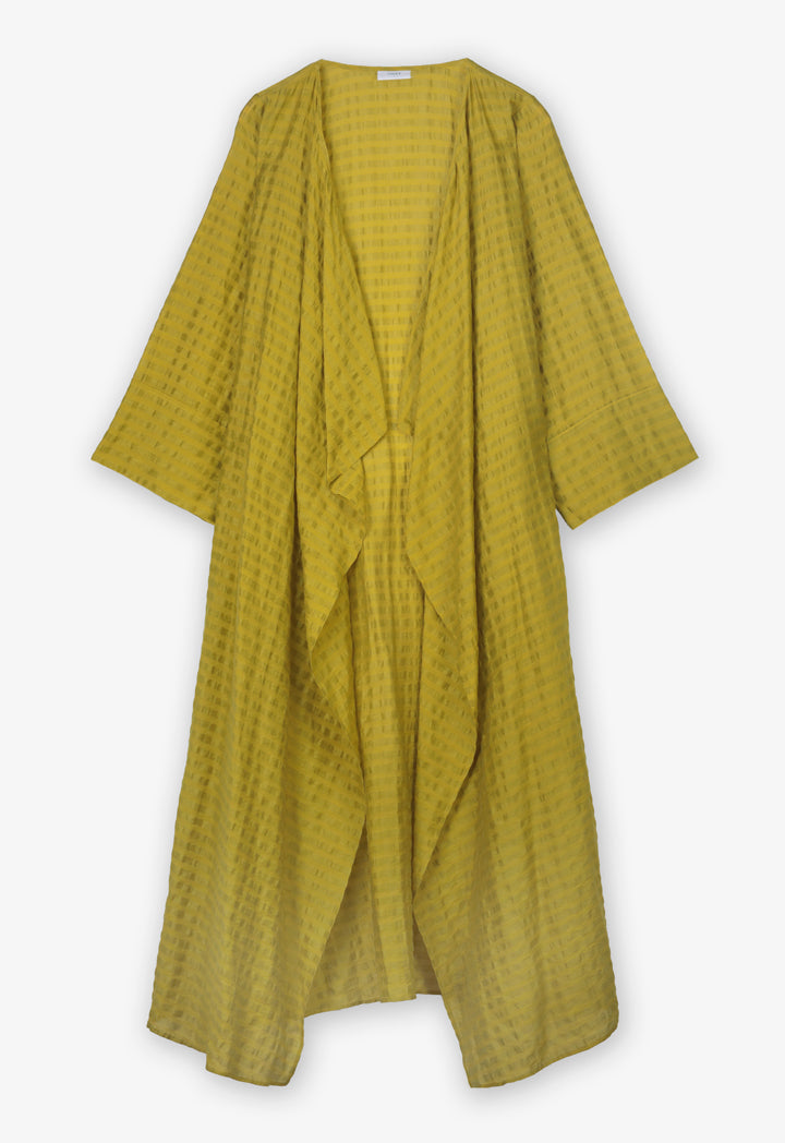 Choice Striped Long Sleeves Maxi Abaya Lime