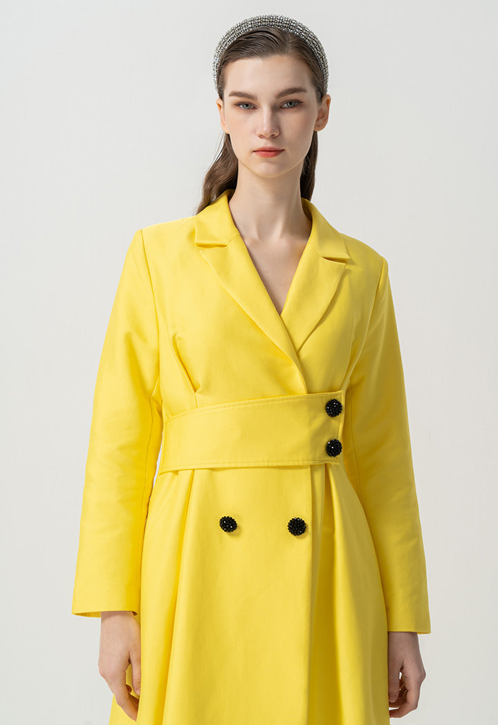 Choice Single Tone Embellished Crystal Jacket Yellow