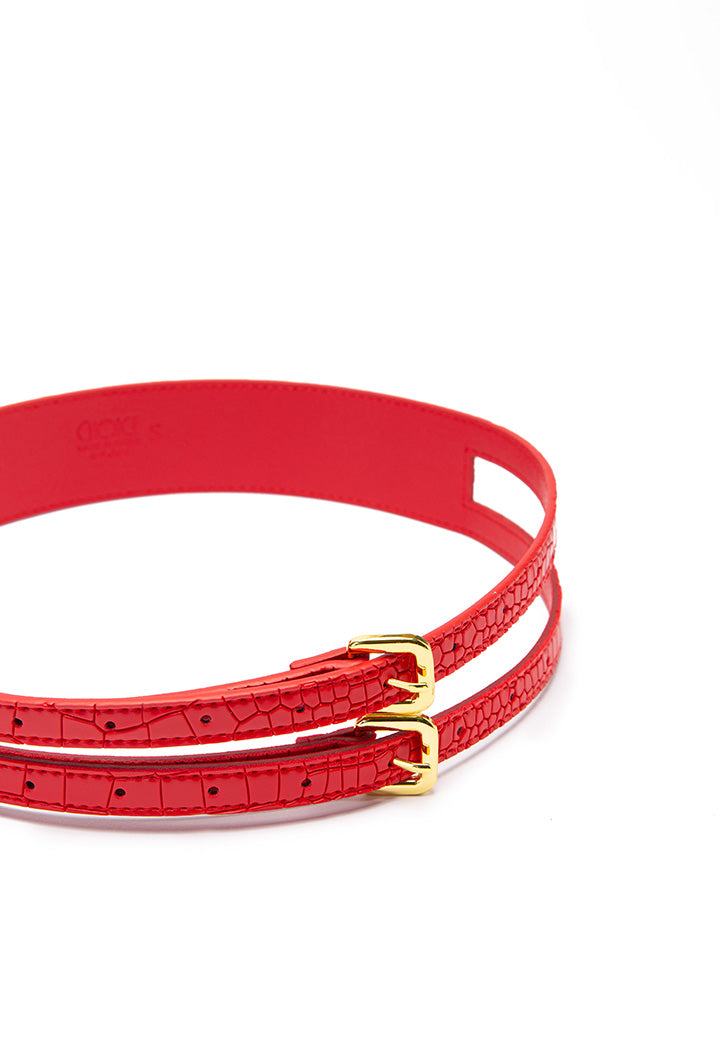 Choice Croc Textured Double Buckle Belt Red
