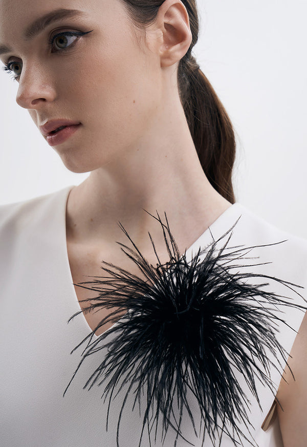 Choice Solid Feather Clip And Brooch Fascinator Black
