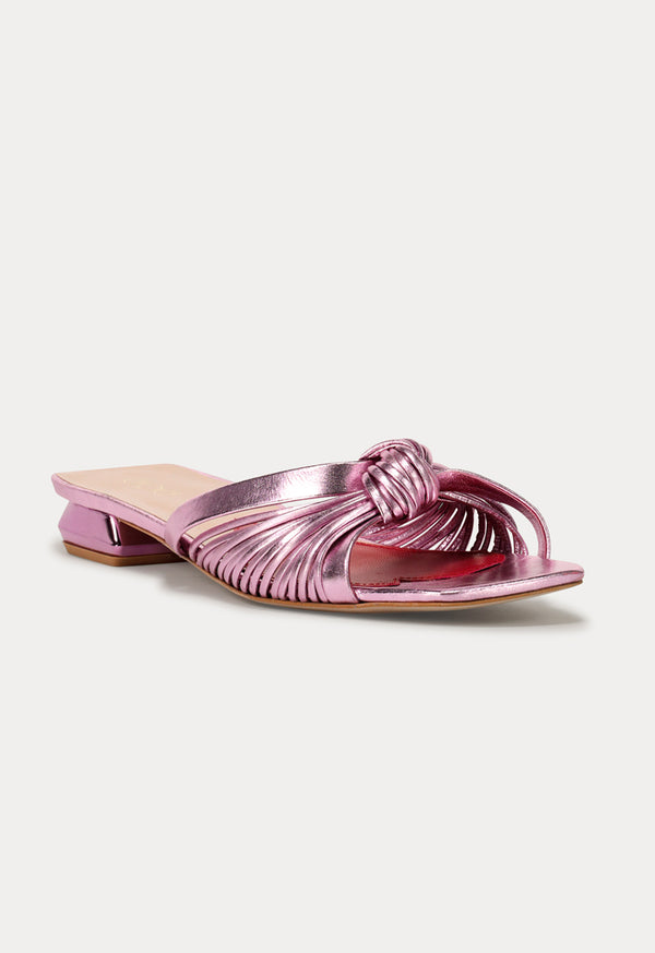 Choice Knot Strap Open Toe Sandals Pink - Wardrobe Fashion