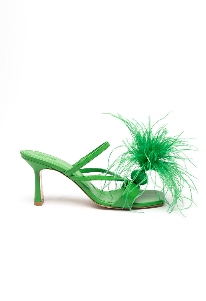 Choice Feather Dot Slides Sandals Green