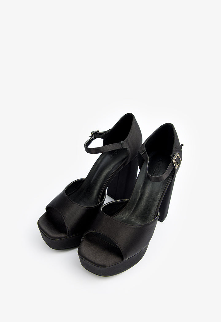 Choice Iconic Open Toe Platform Heels Black
