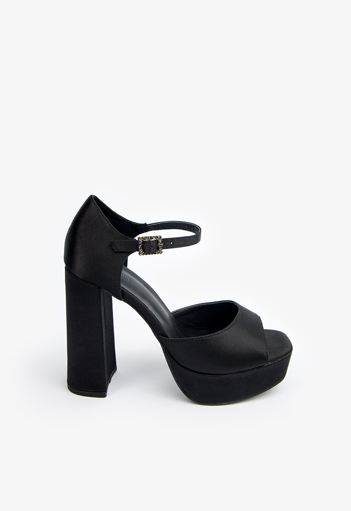 Choice Iconic Open Toe Platform Heels Black