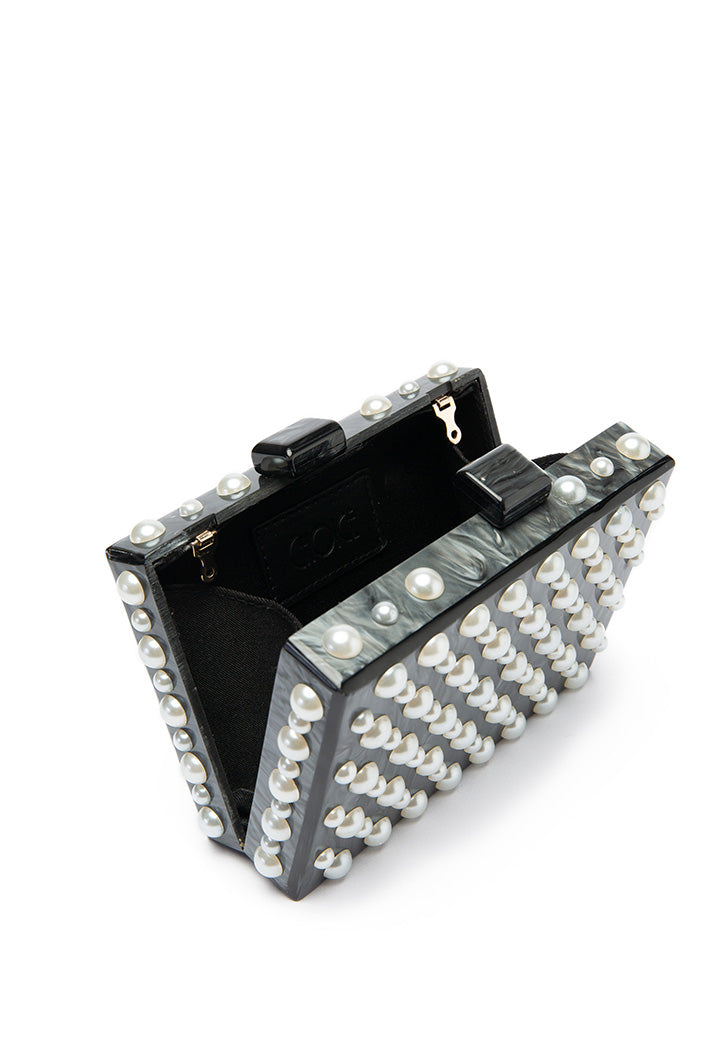 Choice Pearly Resin Clutch Bag Black