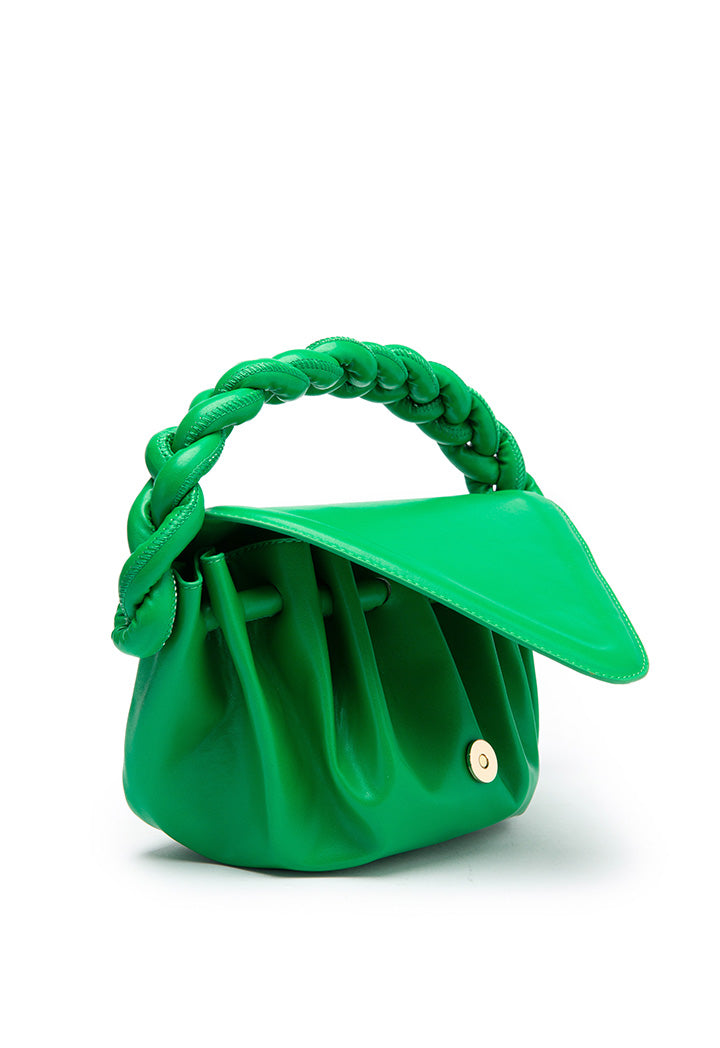 Choice Flap Top Ruched Handbag Green
