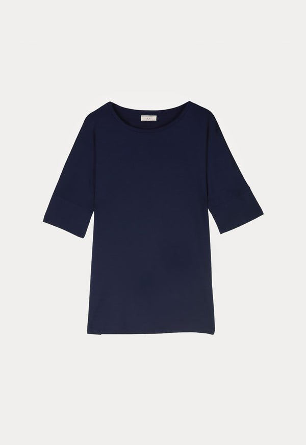 Choice Stretchable Short Sleeve Jersey Blouse Navy
