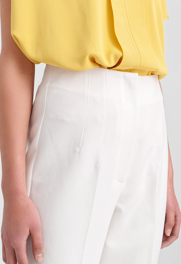 Choice Solid Trouser With Pleats At Waist Off White