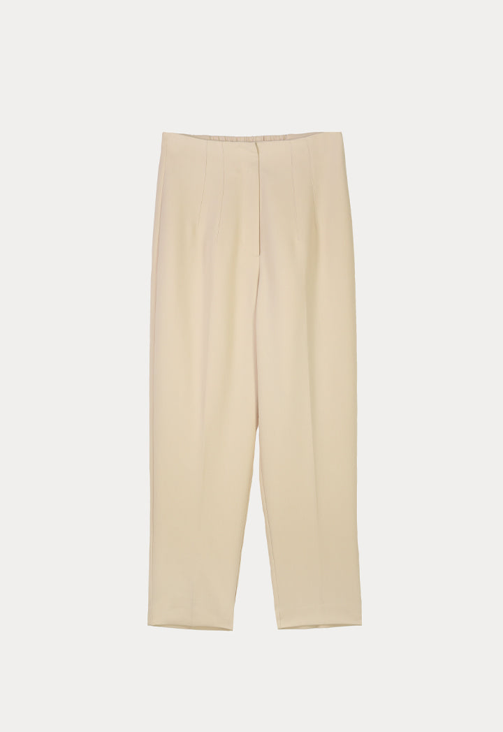 Choice Solid Trouser With Pleats At Waist Light Beige