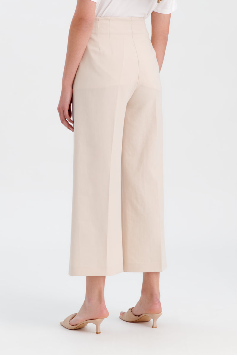 Choice Solid Pleated Culottes Light Beige