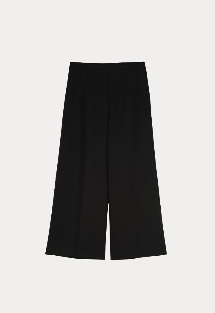 Choice Solid Pleated Culottes Black