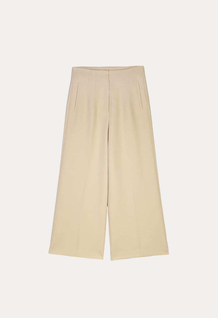Choice Solid Pleated Culottes Light Beige