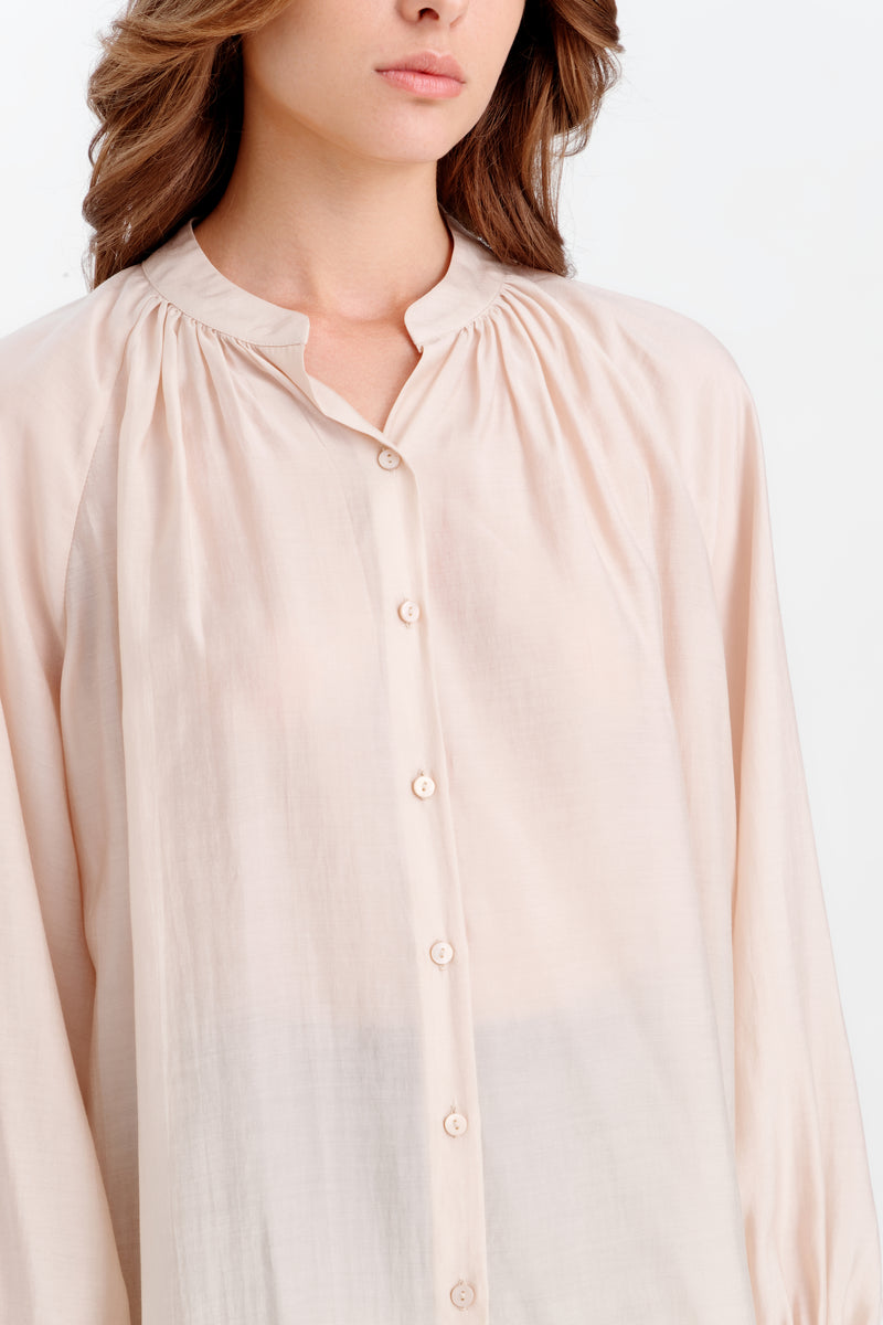 Choice Loose Fit Soft Solid Blouse Light Beige