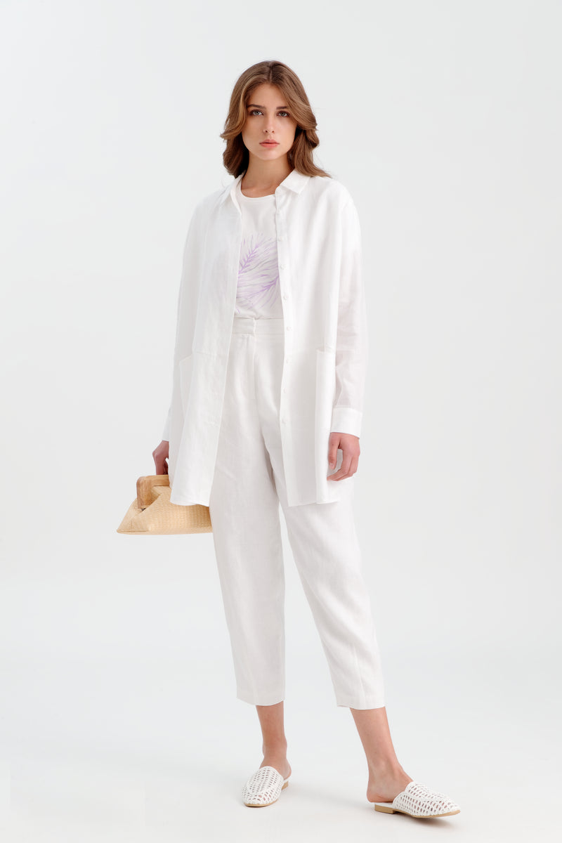 Choice Solid Oversize Shirt With Pockets Off White