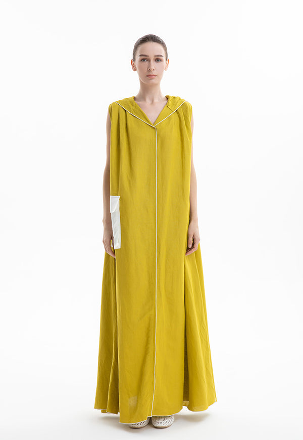 Choice Solid Sleeveless Front Pocket Dress Moss