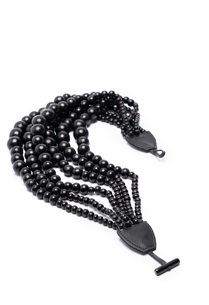 Choice Multi Layered Wooden Mega Beads Necklace Black