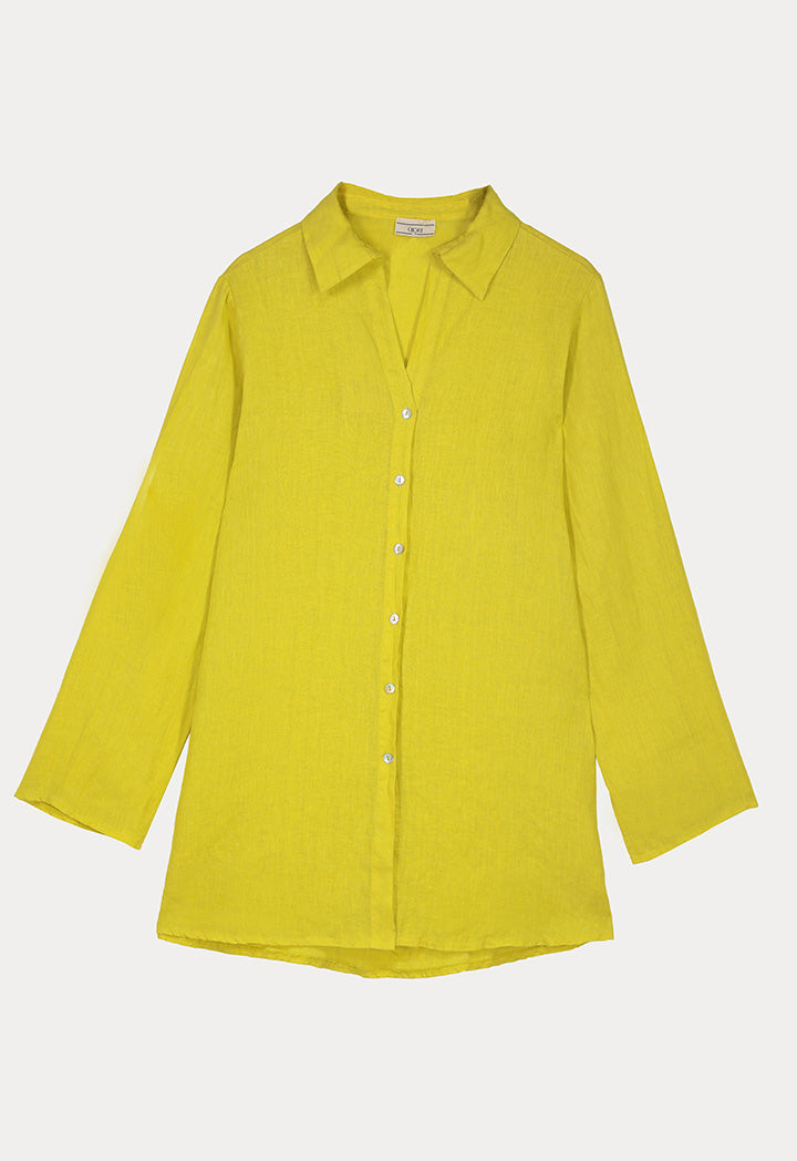 Choice Textured Look Classic Shirt Yellow