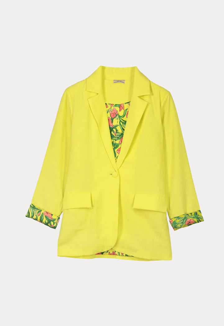 Choice Classic Blazer With Printed Lining Yellow