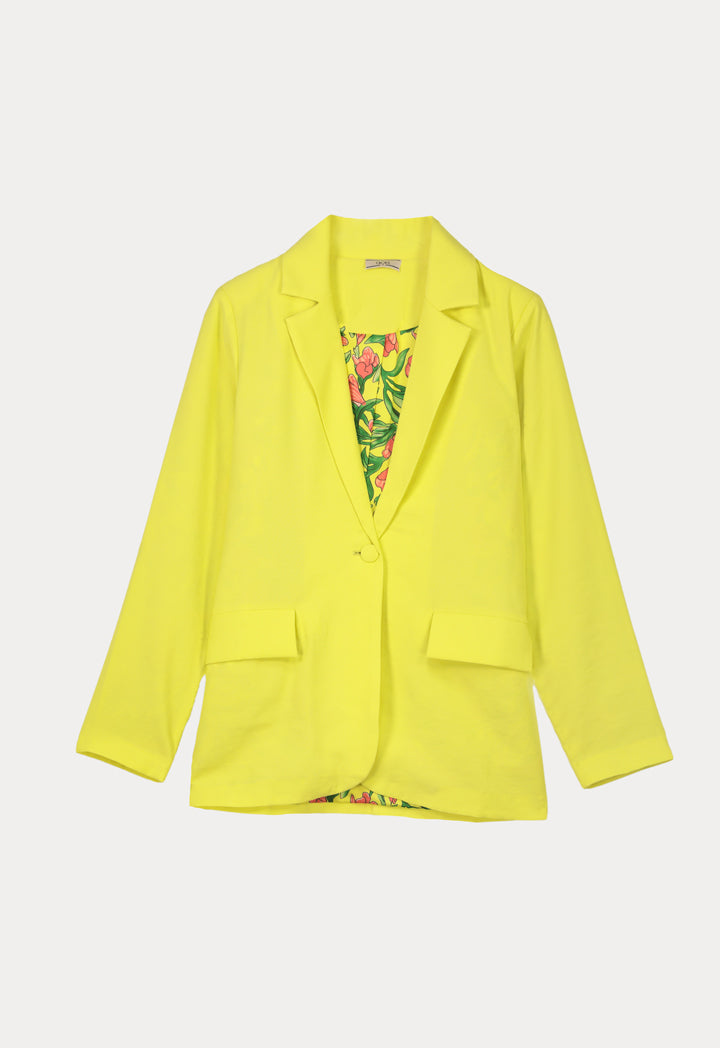 Choice Classic Blazer With Printed Lining Yellow