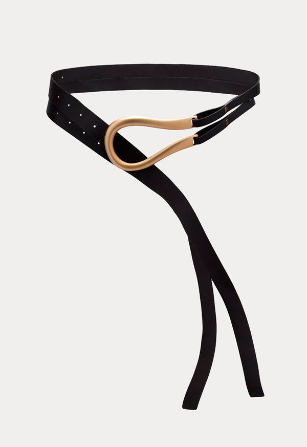 Choice Double Strap Faux Leather Belt Black - Wardrobe Fashion