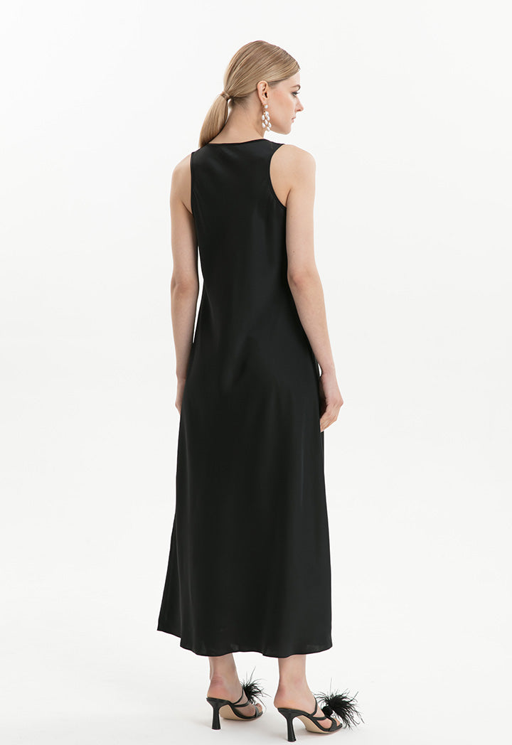 Choice Solid Sleeveless Dress Black