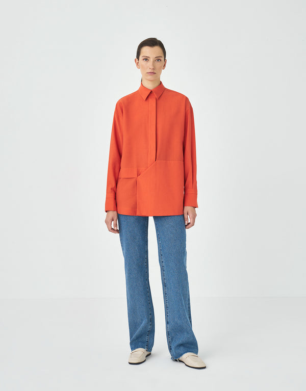 Kk Design Asymmetrical Pattern Shirt Orange