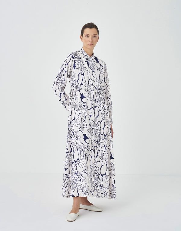 Kk Design Abstract Printed Maxi Dress Navy Blue