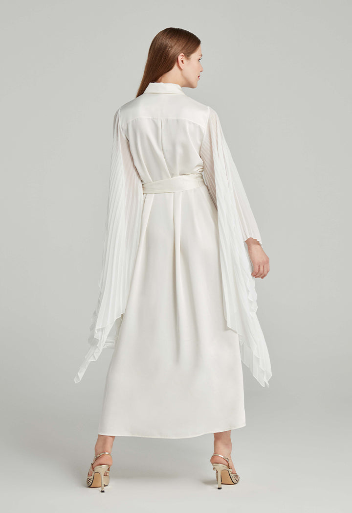 Choice Maxi Dress With Pleated Sleeves Off White