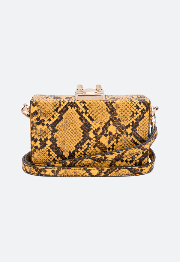 Choice Snake Skin Pattern Clutch Bag Yellow - Wardrobe Fashion