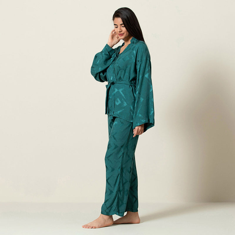 Chakra Mona Dressing Gown Robe Green