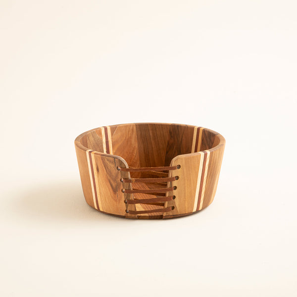 Chakra Cyanna Serving Bowl With Leather Detail 28X12X0Cm Natural