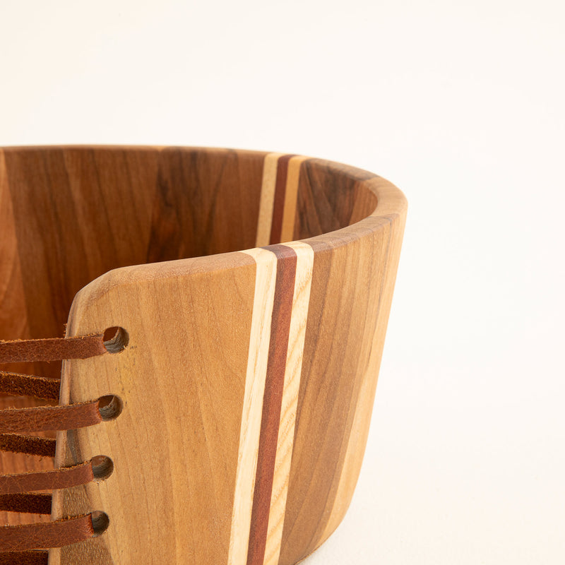 Chakra Cyanna Serving Bowl With Leather Detail 28X12X0Cm Natural
