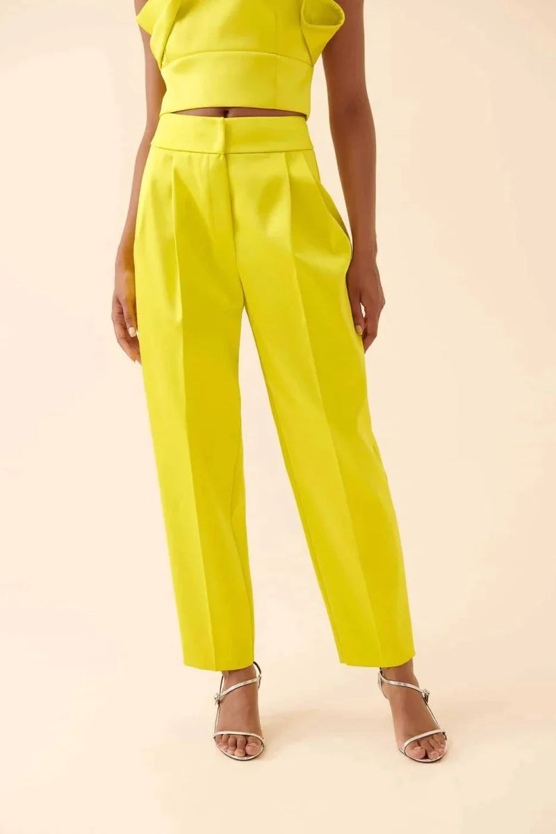 Roman Carrot Cut Solid Trousers Yellow