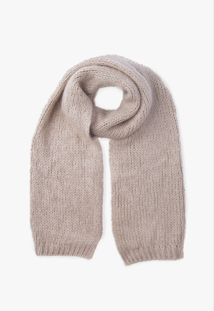 Choice Knitted Solid Wrap Around Winter Scarf Beige