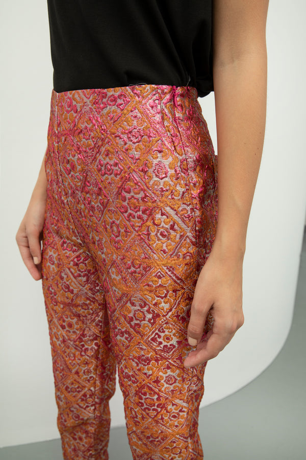 Baqa Jacquard Pattern Trouser Pink