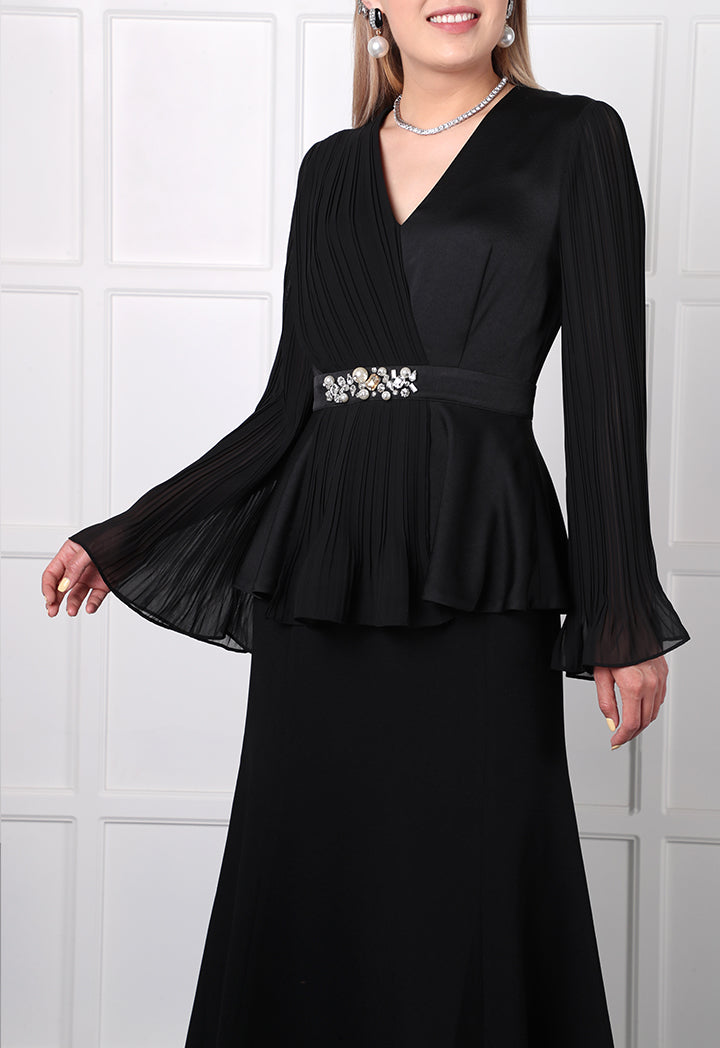 Choice Pleated Chiffon Blouse Black - Wardrobe Fashion