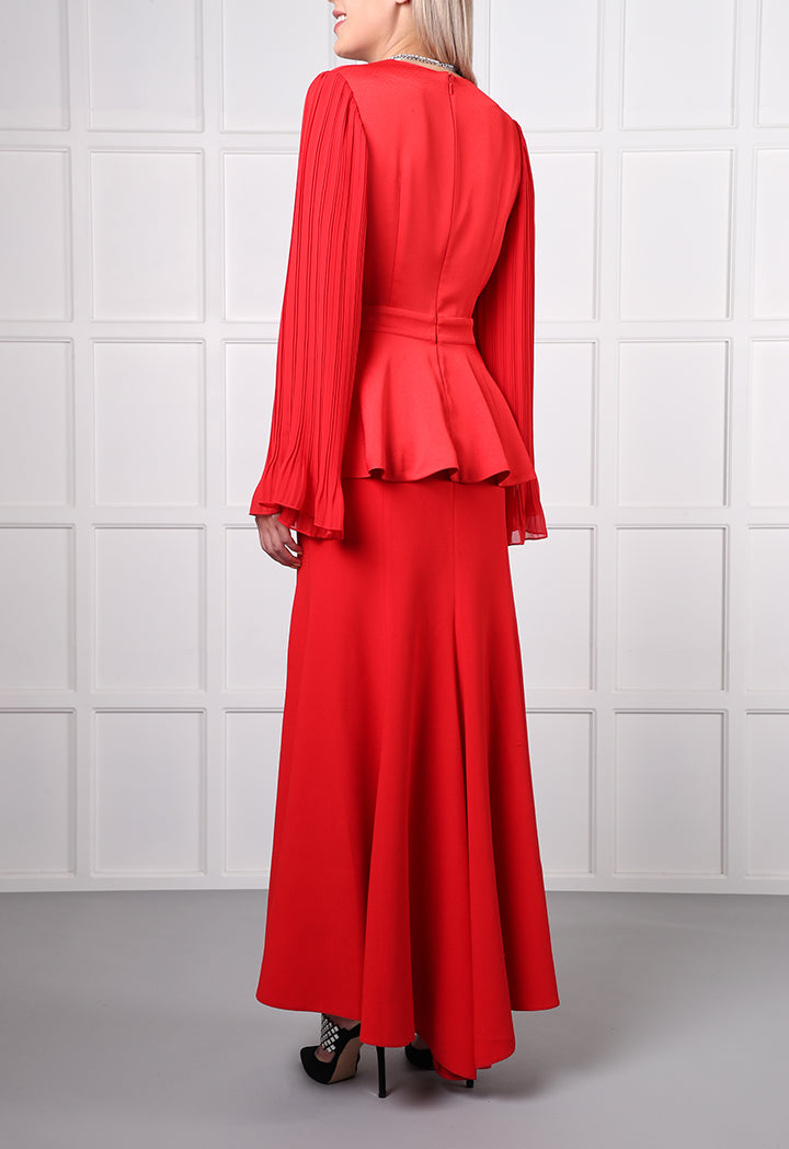 Choice Pleated Chiffon Blouse Red - Wardrobe Fashion
